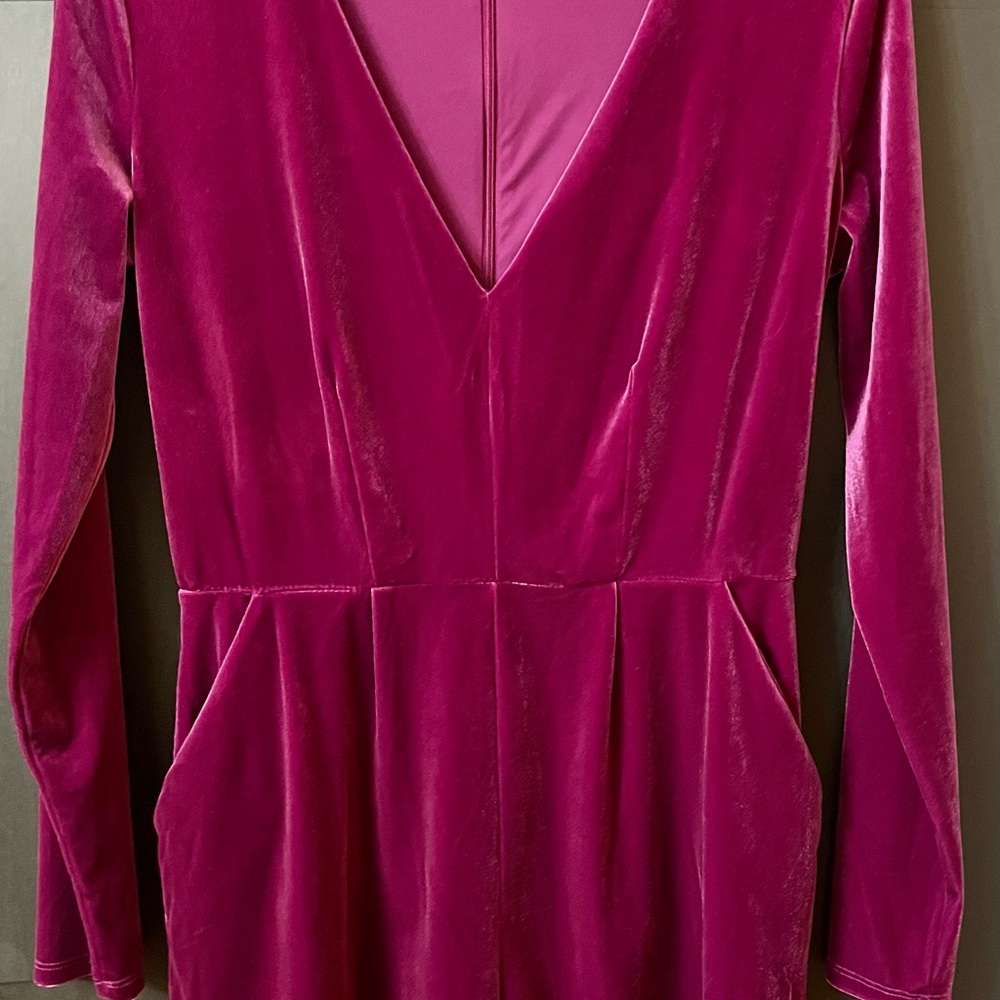 From Candies, berry-colored long-sleeve velvet romper. Sz S Excellent Condition - Picture 3 of 9